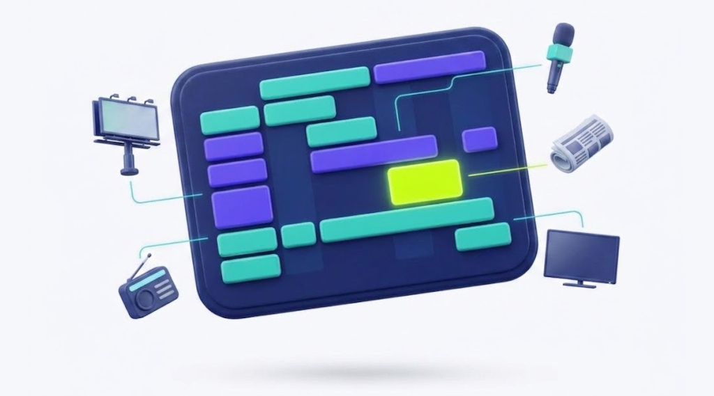 Putting together all the elements required in media planning and buying